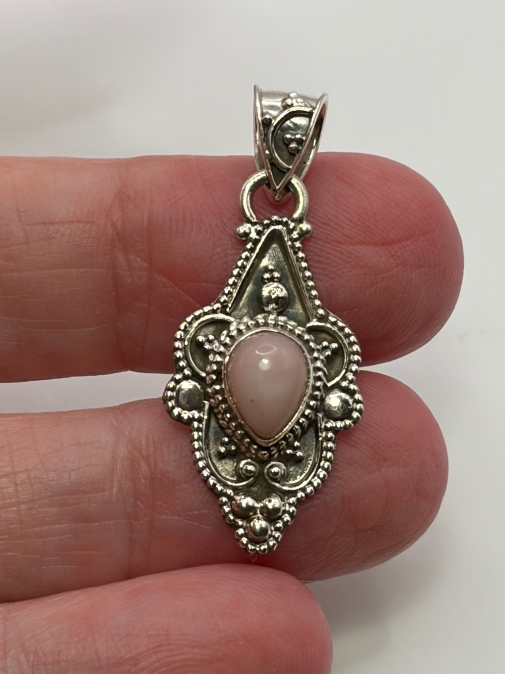 925 Sterling Silver Pink Opal Pendant